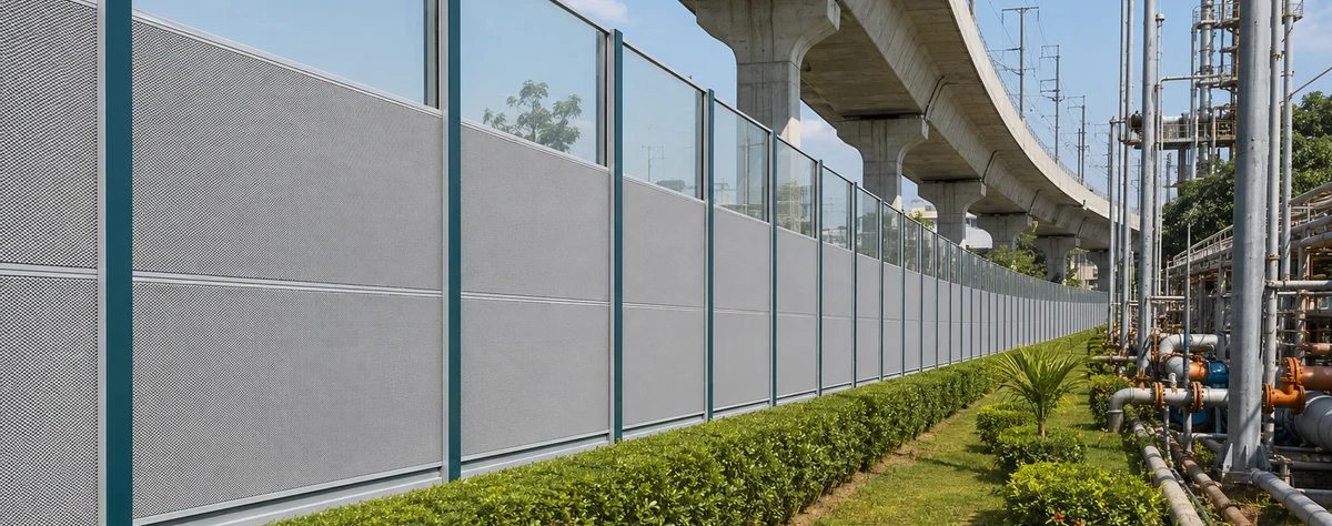 Acoustic noise barriers for highways, metro and rail