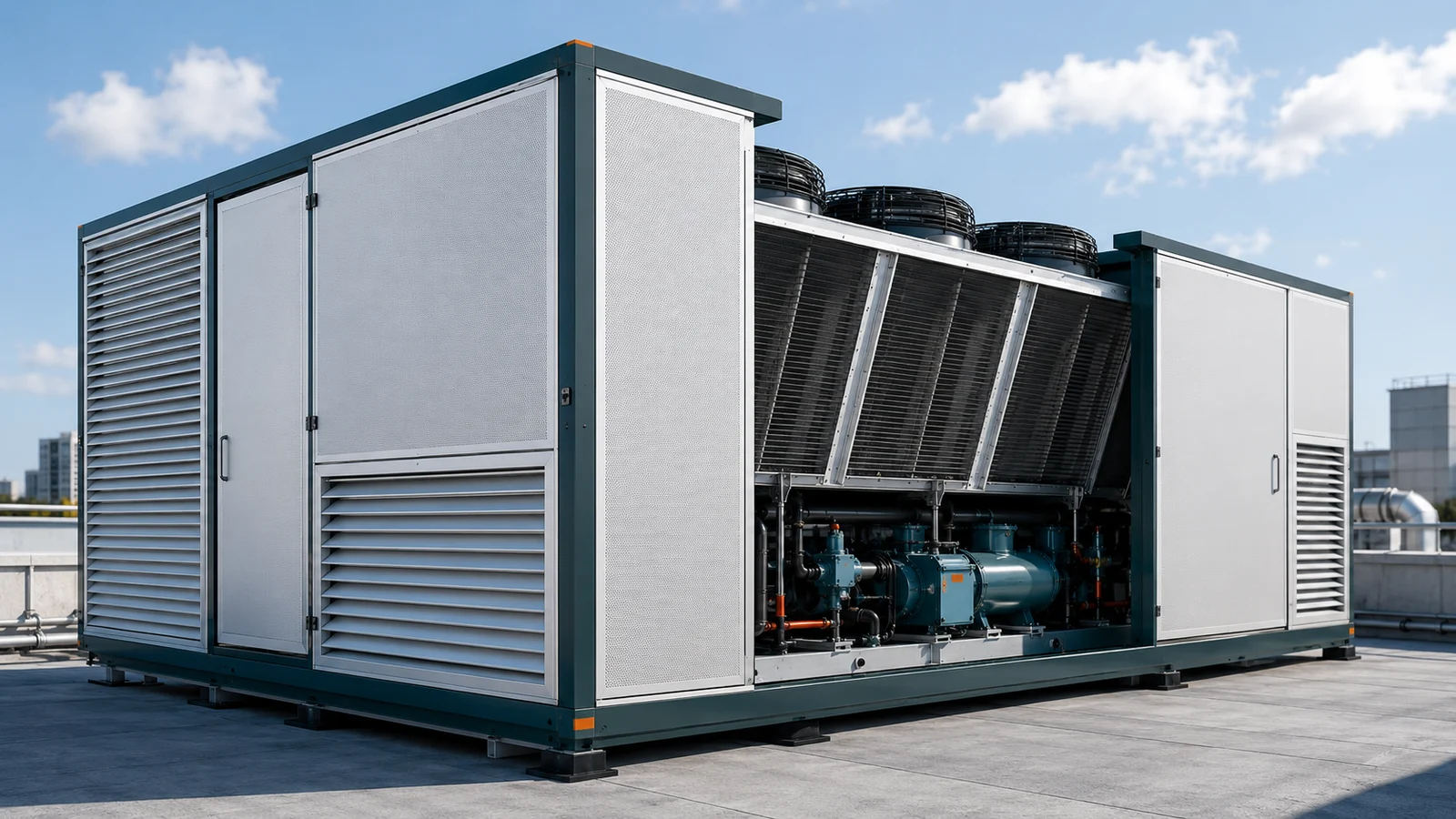 Acoustic chiller enclosures for cooling plant