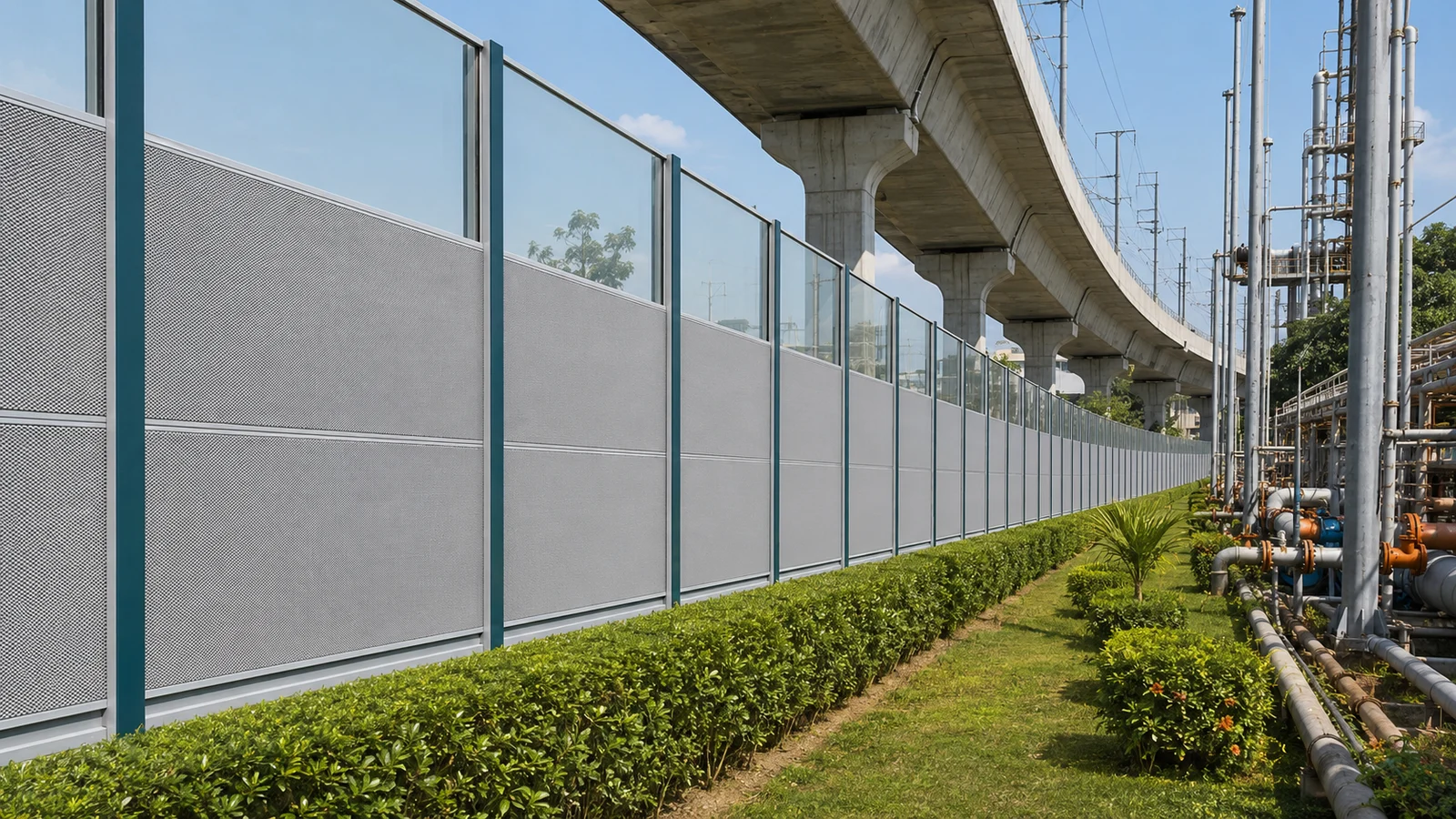 Acoustic noise barriers for highways, metro and railway corridors